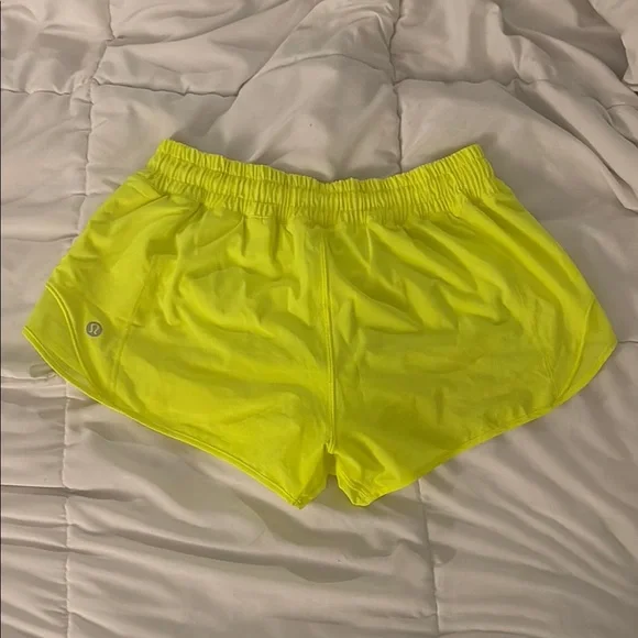 Neon Yellow Low-Rise Lululemon Hotty Hot shorts - Picture 2 of 2